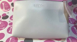 Lancome Cosmetic Bag (WHITE) HOT PINK PULL & INNER LINING - NEW - Picture 1 of 2