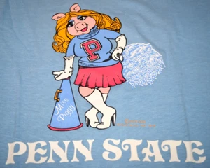 Vintage College T-Shirt Penn State Miss Piggy XS/S 70s Champion Blue Bar 1979 - Picture 1 of 12