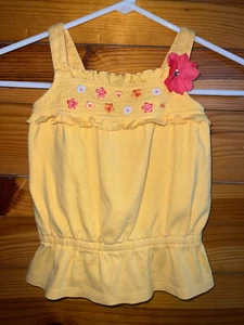 Gymboree Aloha Sunshine Flower Gem Smocked Tank Top EUC Girls Shirt Size 5 - Picture 1 of 1