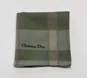 MEN’S HANDKERCHIEF CHRISTIAN DIOR CLASSIC PLAID CHECKS COTTON SQUARE POCKET 19” - Picture 1 of 5