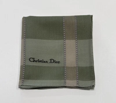 MEN’S HANDKERCHIEF CHRISTIAN DIOR CLASSIC PLAID CHECKS COTTON SQUARE POCKET 19” - Image 1 of 4
