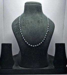 Opal Hydro Gemstone Black Plated Chain Mala Necklaces Chain 3 mm Beads AAA+ - Picture 1 of 8