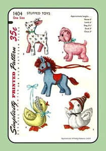 Animales de peluche CABALLO pato PERRO pollito CORDERO juguete simplicidad 1404 de colección patrón artesanal - Imagen 1 de 5