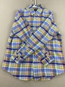 Ralph Lauren Shirt Mens L Large Blue Yellow Button Up Long Sleeve - Picture 1 of 15