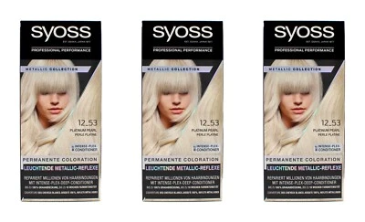 3x Syoss Platinum Pearl 12_53 Metallic Collection Coloration , EAN4015100814958