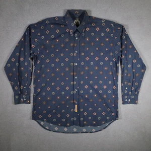 BD Baggies Long Sleeve Shirt Mens Button Down Geometric Print - Navy Blue - Picture 1 of 13