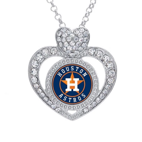 Houston Astros Womens CZ Pendant And Sterling Silver Chain Necklace Cover