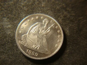 1859 Stempelglanz AU BU sitzende Freiheit Half Dollar phänomenal aussehende Münze AZX - Bild 1 von 3