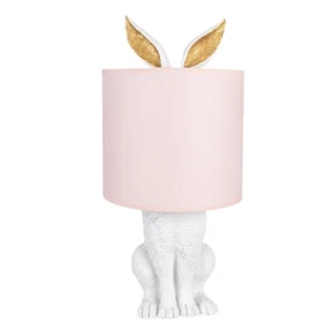 43cm Pink & White Rabbit Hare Table Buffet Bedside Lamp Light - E27 Fitting 60w - Picture 1 of 3