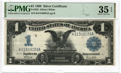 1899 $1 Silver Certificate Black Eagle Fr#235 PMG 35 EPQ - Image 1 of 2