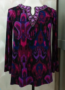 Bob Mackie Wearable Art Tunic Jewel XS Purple Pink Party - Picture 1 of 7