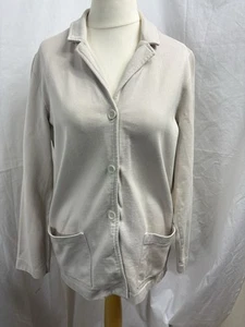 Lands’ End Women’s Knit Blazer Jacket Size M (10-12) Beige 100% Cotton Casual - Picture 1 of 13