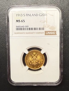 Finland 1913 S Gold 20 Markkaa NGC MS65 - Picture 1 of 2