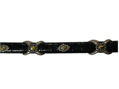 Brighton Women's Western Belt Black Size 32 Silver & Gold Sliders Rodeo Cowgirl - Image 1 of 4