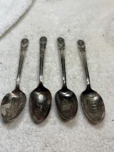 Lote de 4 cucharas Wm Rogers President Washington Jefferson Adams Arthur IS ornamentadas - Imagen 1 de 13