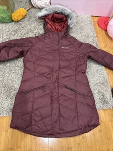 Columbia Damen Stepp Daunen 550 Jacke lang Kapuze Gr. XL Omni Heat weinrot - Bild 1 von 12