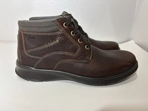Men’s Clarks Cotrell Rise SZ 8 Brown Leather Lace-Up Ankle Boots Casual - Picture 1 of 8