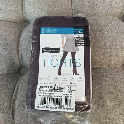 Par-No Nonsense Medias Mujer Grandes Super Opacas Control Top Puerto Real y Negro Foto 1 de 4