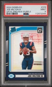 Donruss #319 Joe Milton III 2024 vista previa óptica púrpura #/50 RG51 PSA 9 - Imagen 1 de 3