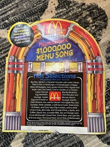 McDONALDS $1 MILLION MENU SONG Promo Werbung NO RECORD 1989 Scratch-Off - Bild 1 von 6