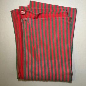 Vintage 89 Tag Textiles Christmas Striped Cotton Tablecloth 152X52" Red Green - Picture 1 of 8