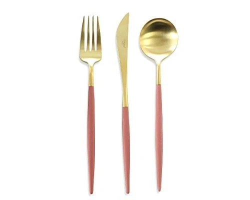 Cutipol GOA Red Matte Gold 3-Piece Dinner Set (Knife Fork Spoon)Japan - Image 1 of 1