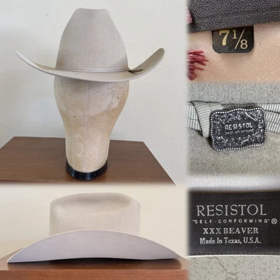 1970s Resistol Ridgetop 3x Beaver 7 1/8 LONG OVAL Cowboy Western Hat 70s Pin - Image 1 of 4