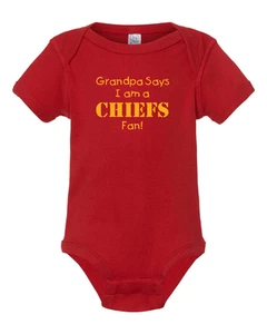 Kansas City Chiefs Fan Grandpa Says I am a Fan Baby Bodysuit - Picture 1 of 2