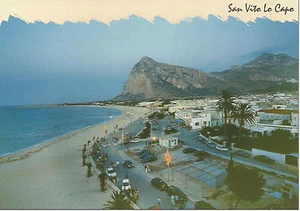 CARTOLINA SICILIA SICILY POSTCARD SAN VITO LO CAPO LUNGOMARE DI SERA - Imagen 1 de 1