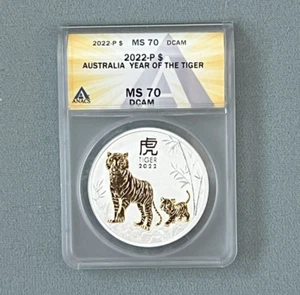 2022 P Australia Silver $1 Year of the Tiger DCAM MS-70 ANACS - Picture 1 of 2