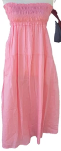 Stark X Women's Sz L Elastic Shirring Long Skirt ~ Pink ~ Wear As Skirt Or Dress - Picture 1 of 3