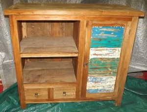 Mueble TV O de Baño 100x45x90h Teca Madera Maciza Recuperación Barcos Armario - Imagen 1 de 7