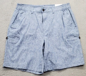 St. John's Bay Cargo Shorts Mens 36 Blue 9" Inseam Elastic Waist Band Stretch - Picture 1 of 11