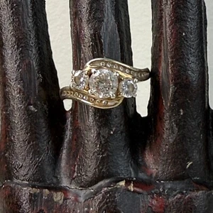 Vintage Sterling Silver 925 CZ Ring Gold Wash Size 7.25 - Picture 1 of 13