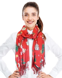 CBC Crown Dogs Love Christmas Soft Feeling Christmas Theme Scarf  25" x 75" - Picture 1 of 20