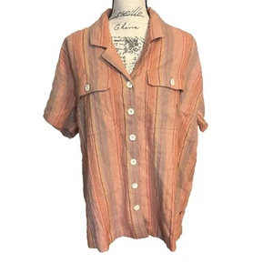 Madewell Plus Linen Short-Sleeve Button-Down Shirt Stripe Size 1X - Picture 1 of 6