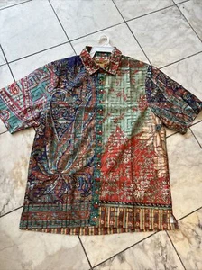 NWT PRESTIGE Men’s Short Sleeve Multi Color Designer Print Shirt Sz. L - Picture 1 of 8