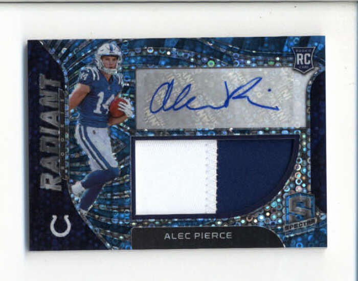 ALEC PIERCE 2022 PANINI SPECTRA RADIANT NEON BLUE ROOKIE PATCH AUTO #41/50 S6866