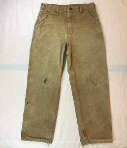 Carhartt Pants Mens Brown Canvas Original Dungaree Fit Casual Work B11 DKB 32x30 - Picture 1 of 7