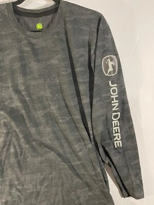 JOHN DEERE GRAY CAMO CREW NECK LONG SLEEVE SHIRT MENS XL PULL OVER  - Image 1 of 4