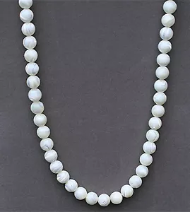 Genuine mother of pearl bead necklace - 9mm bead  24" length  NKL330008 - Picture 1 of 2
