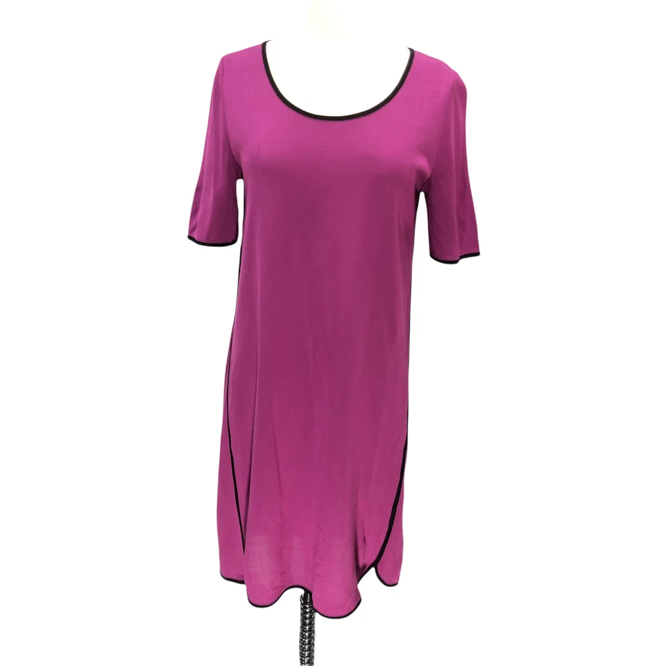 Misook Womens Size XS Purple Short Sleeve Shift Dress with Black Piping Career - Image 1 of 4