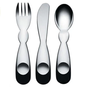 Alessi ""Alessini"" 3pz Set posate/piattole per bambini in acciaio inox - Foto 1 di 4