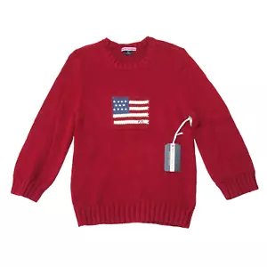 NWT Polo Jeans Co Ralph Lauren American Flag Cotton Crewneck in Red Sweater L - Picture 1 of 6