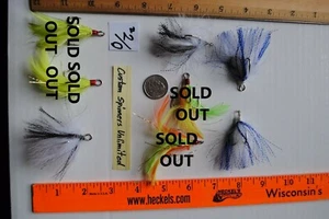 8 Tied Bucktail Dressed Treble Hooks Size 2/0 Blue Black FEATHER FLASH pike bass - Picture 1 of 6