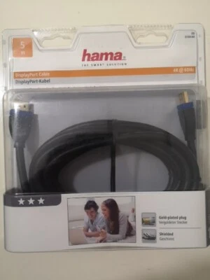 Hama HQ 5m Displayport-Kabel Anschlusskabel 4K UHD 3D Display Port Vergoldet Neu - Bild 1 von 2