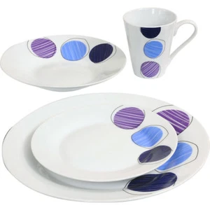 4 Family Dining Service Dinner Set 16 Piece Porcelain Plates Bowls Cups Crockery - Picture 1 of 11