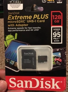 128GB Sandisk EXTREME PLUS MicroSD SDXC Card AU3 V30 95mb/s. 4K HD Android GoPRO - Picture 1 of 1