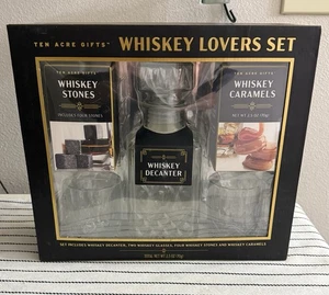 Ten Acre Gifts Whiskey Glasses Decanter Caramels & Stones Cocktail Gift Set  New - Picture 1 of 3