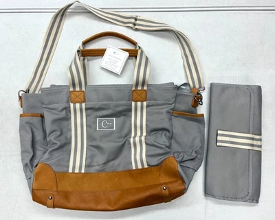 NEW Pottery Barn KIDS BABY Classic Diaper Bag w/Changing Pad~Gray~MONO "C--" - Image 1 of 4